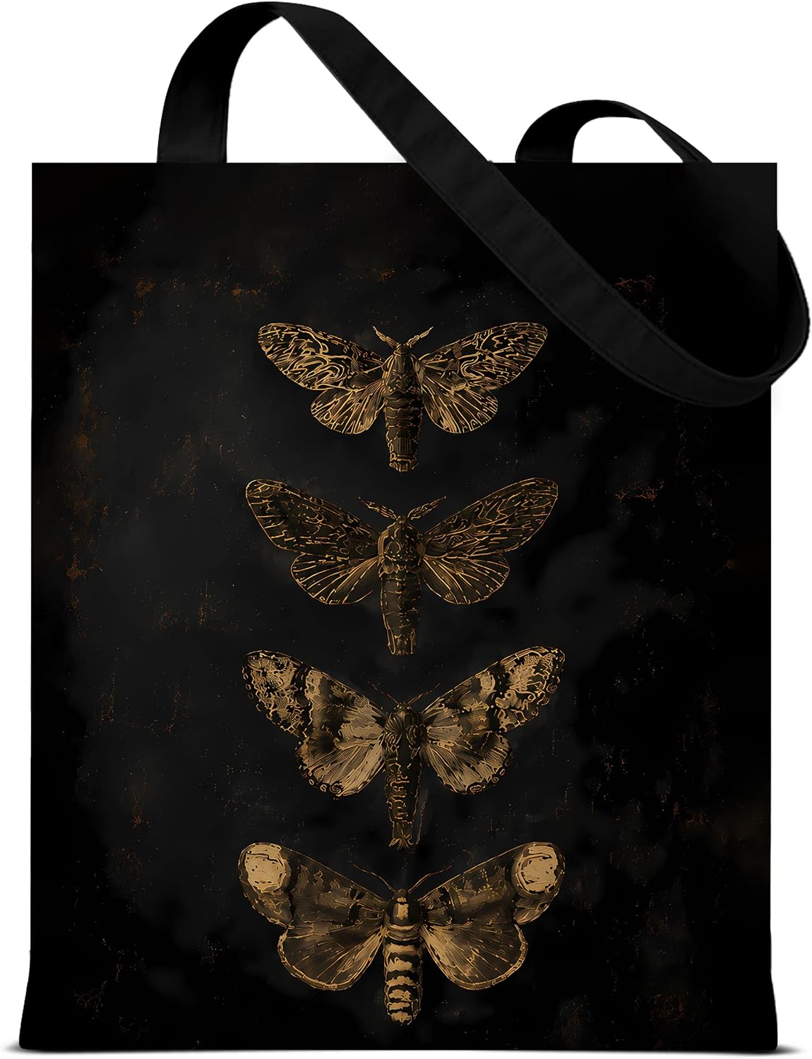 Vintage Gothic Butterfly Black Canvas Tote Bag for Women Dark Moody Bags
