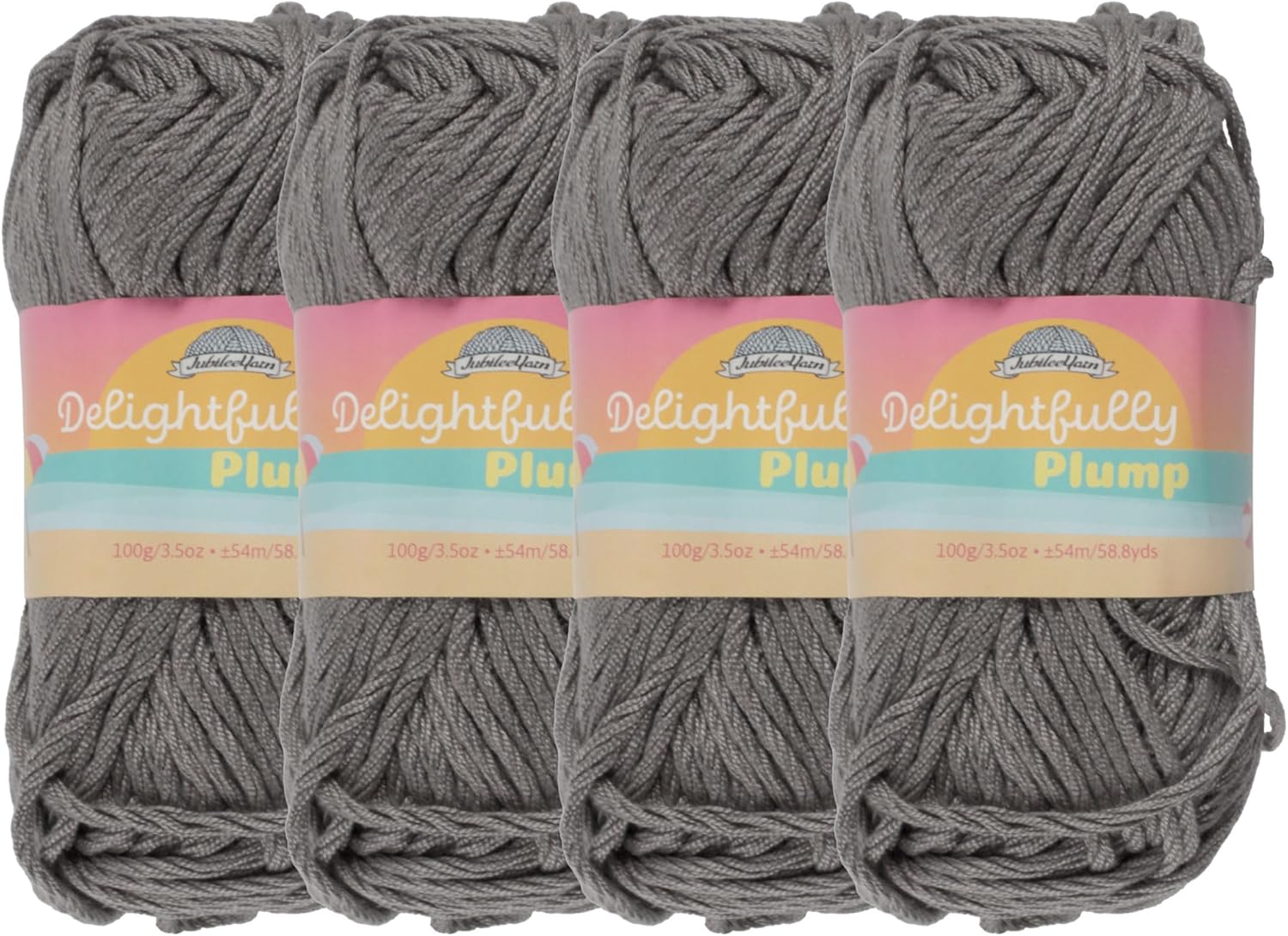 JubileeYarn Delightfully Plump Yarn - 100g/Skein Super Chunky Bamboo Rayon - Ash - 4 Skeins