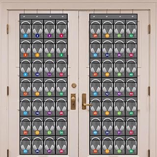 AmazingSpark 2 Pack Classroom Headphone Storage Organizer 56 Pockets, Grey