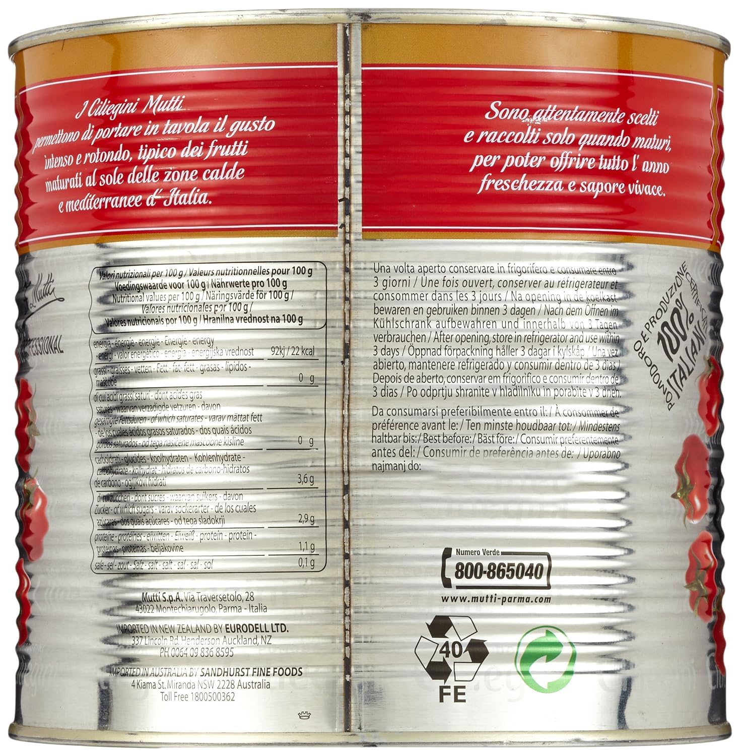 Mutti Pomodorini ciliegini Kirschtomaten 2.5 kg + Polpa 400g