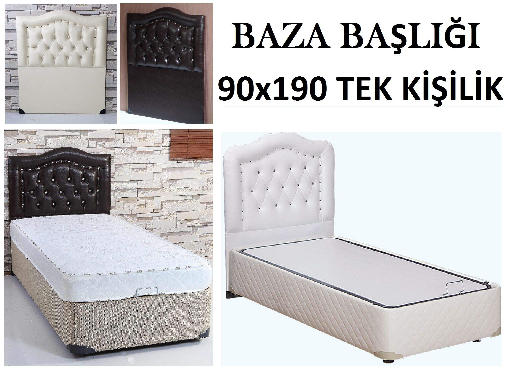 Baza Karyola Icin Yatak Baza Deri Basligi Tas Islemeli Kapitone Yatak Basi 90 Cm Tek Kisilik Krem Amazon Com Tr