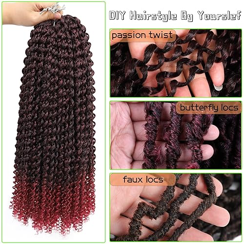 Miniatura 4 de Pelo Passion Twist Crochet Hair Water Wave Crochet Hair 24 pulgadas, 7 paquetes de Passion Twist rizado trenzado para trenzas de ganchillo de