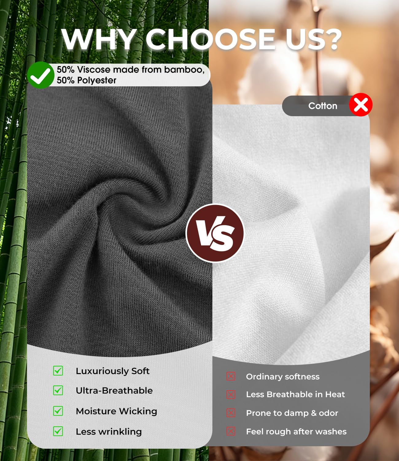 BAMBOO COOL Camisetas de bolsillo para hombre, pesadas, absorben la humedad, cuello redondo, camisetas de manga corta