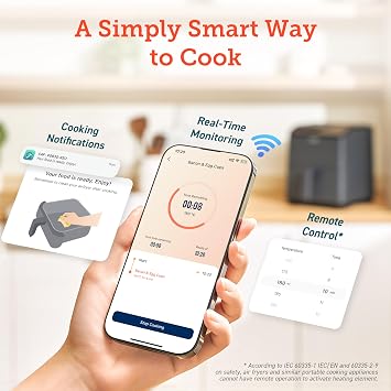 Cosori Smart Air Fryer 6.4L, App Control | 12 Cooking Functions, Up to 55% Energy Saving, Easy-Clean Dishwasher Safe Basket