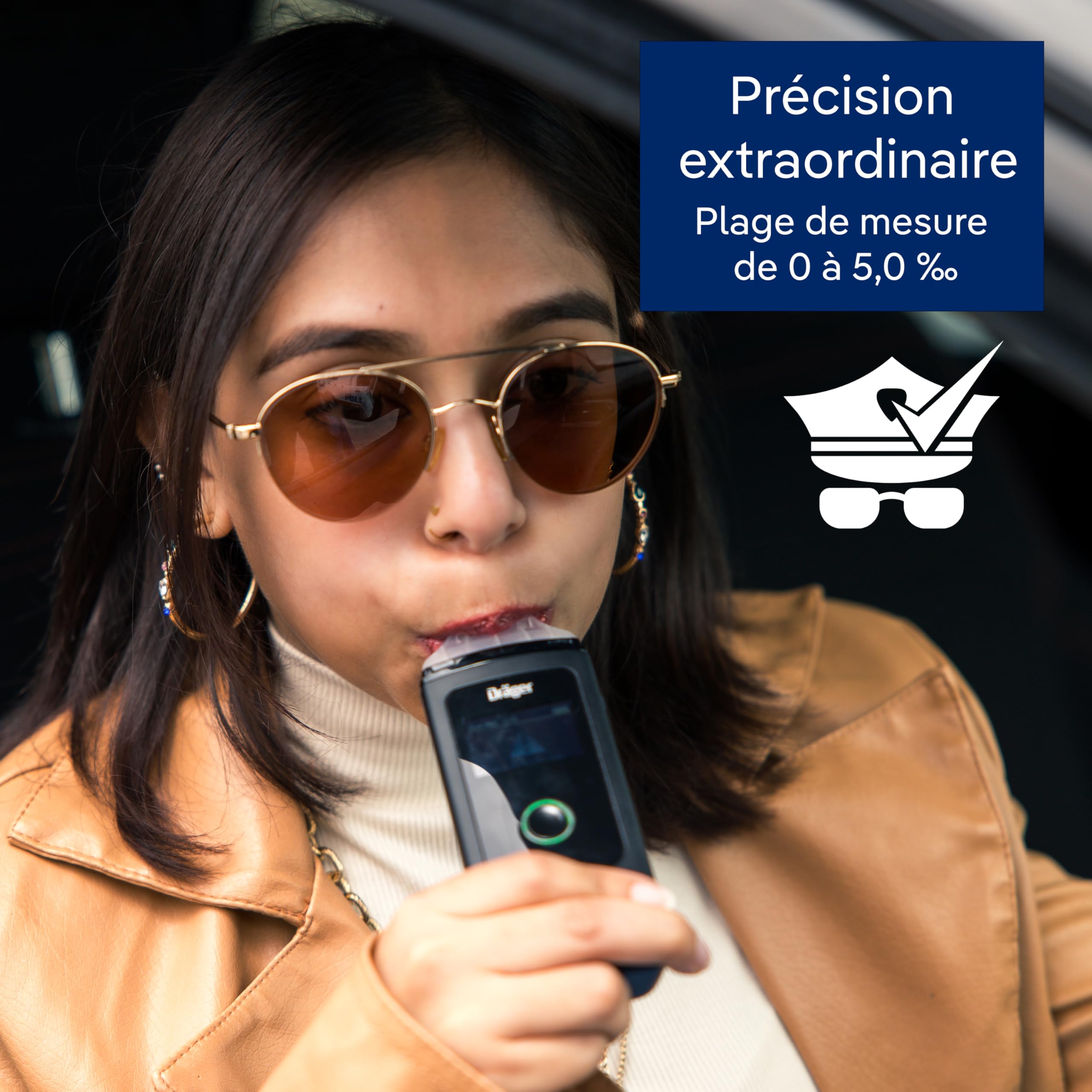 Dräger Alcotest 4000 - Éthylotest électronique homologué avec batterie longue durée, 3 embouts buccaux remplaçables