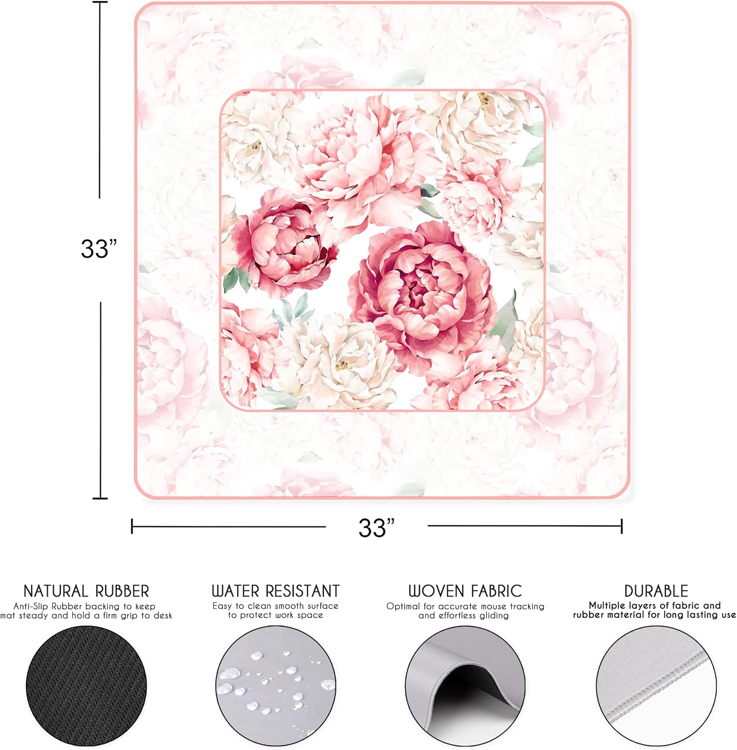 Pink Peony Mahjong Mat (detail)