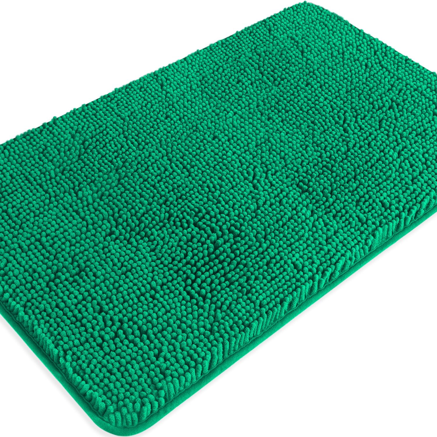 PureSwan Emerald Green Bathroom Rugs – Absorbent and Washable Bath Mat, Non-Slip, Thick Soft Chenille Bath Rugs for Bathroom Floor, Shower, Sink - 20" x 32" — image 1