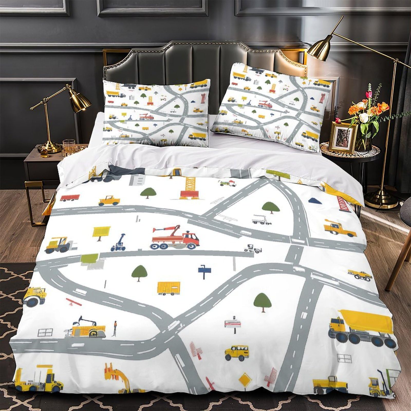 Housse de couette camions de chantier hypoallergique pour stopper les allergies et nuits agitées