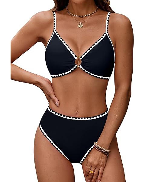 Blooming Jelly Womens Bikini Sets Color Block Two Piece Swimsuit O Ring Stitched Bathing Suit 2025