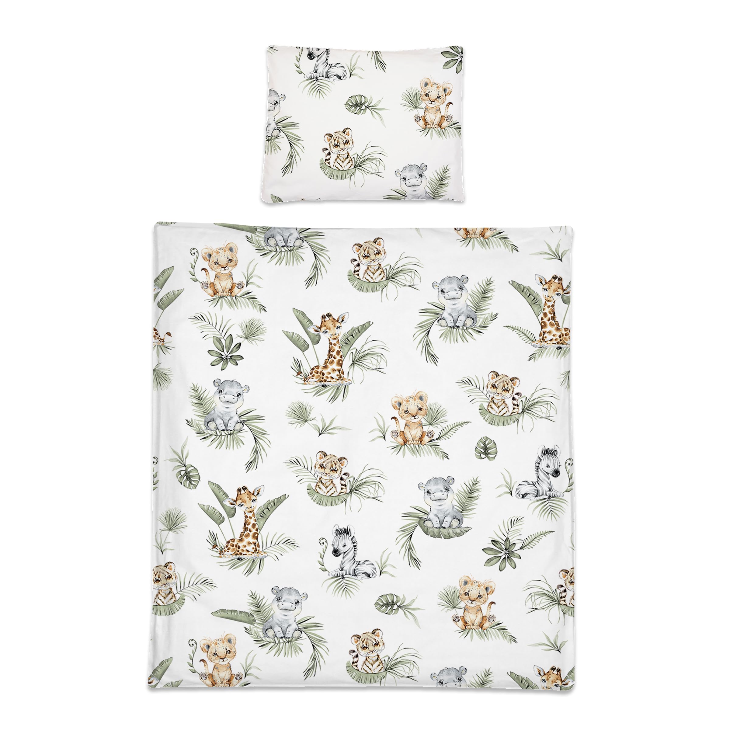 Baby Comfort 2 Piece Baby Kids Bedding Set 80x70 cm Duvet Cover & Pillowcase 12M+ (Safari)