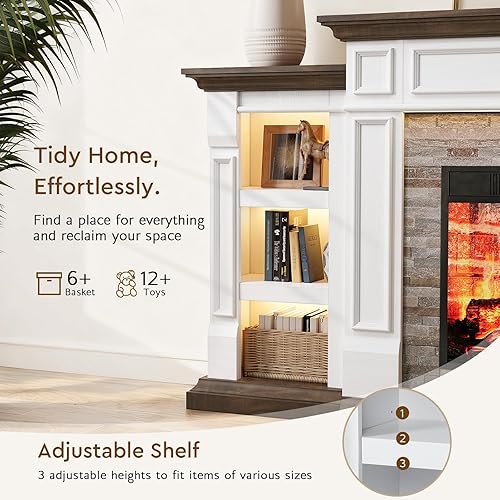 Miniatura 7 de Chimenea eléctrica de 72 pulgadas con chimenea, soporte de TV LED para televisores de hasta 80 pulgadas, centro de entretenimiento de granja con