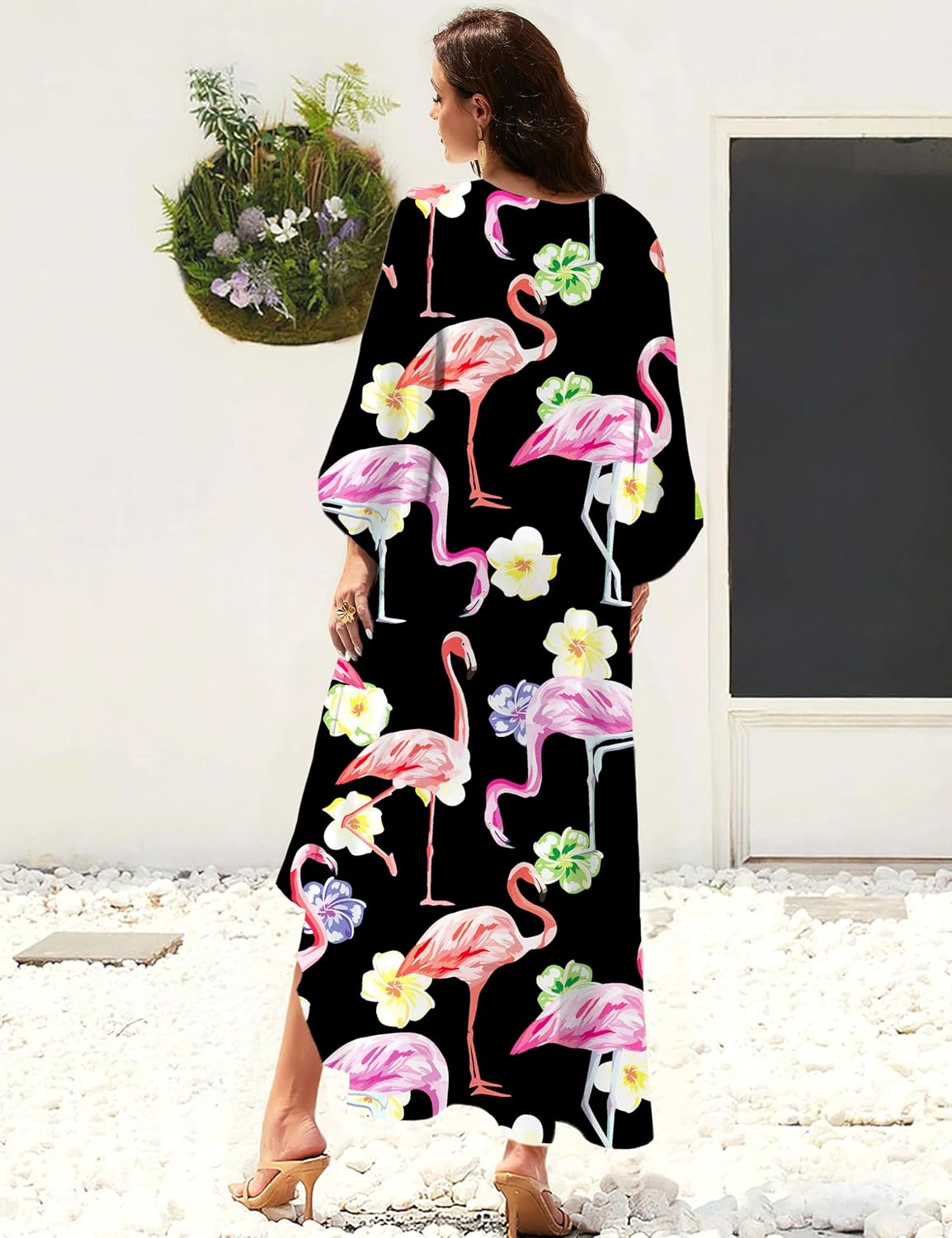 MAKABO Kaftan Dresses for Women, V Neck Moo Moos Colorful Print Cover Ups Caftan Beach Dresses for Swimwear - Image 5