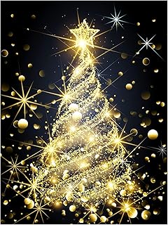Christmas Tree Diamond Art Painting Kits for Adults Christmas Full Drill Diamond Dots Paintings for Beginners, 5d Paint with Diamonds Pictures Gem Art Painting Kits DIY Adult Crafts Kits 12x16inch