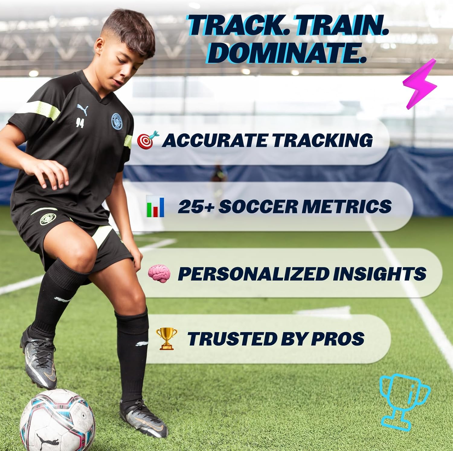 Playermaker CITYPLAY Smart Soccer Tracker for Cleats, Track 25+ Technical & Physical Metrics, 12 Month Access to CITYPLAY Soccer Training App Included, Advanced Than GPS - Image 2