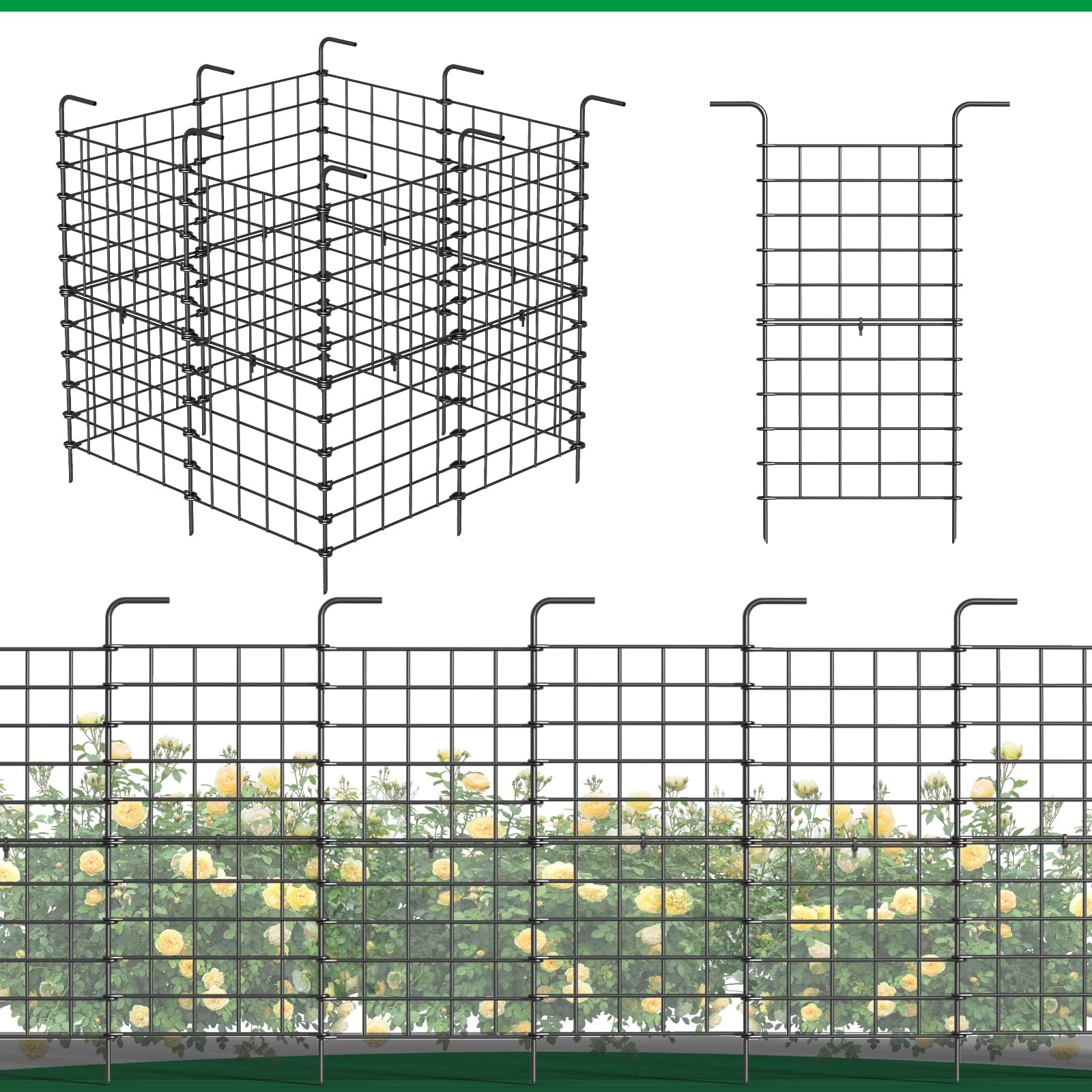 NANANARDOSO 32 Pack Decorative Garden Fence Outdoor 24in x 22ft Coated Metal RustProof Landscape Wrought Iron Wire Border Folding Fences Flower Bed Fencing Barrier Section Panels Decor Picket Edging