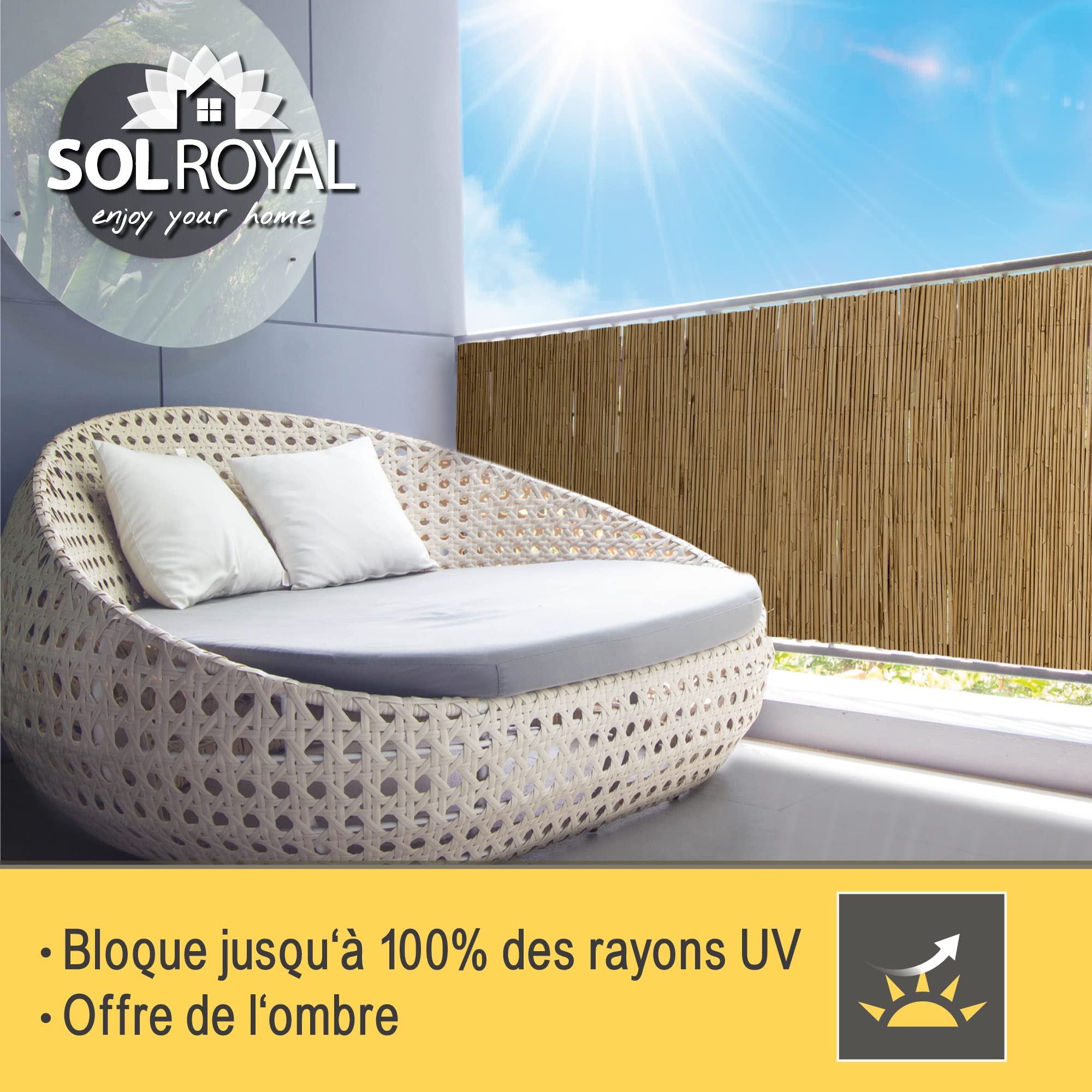 SolVision S36 Canisse Brise Vue en Roseau Nature 140x600 cm Brise-Vent Jardin Terrasse