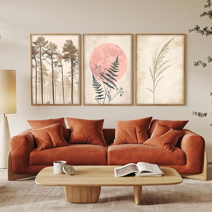 The elegant minimalist painting adds a sophisticated and aesthetic touch to the wall without making the space feel crowded