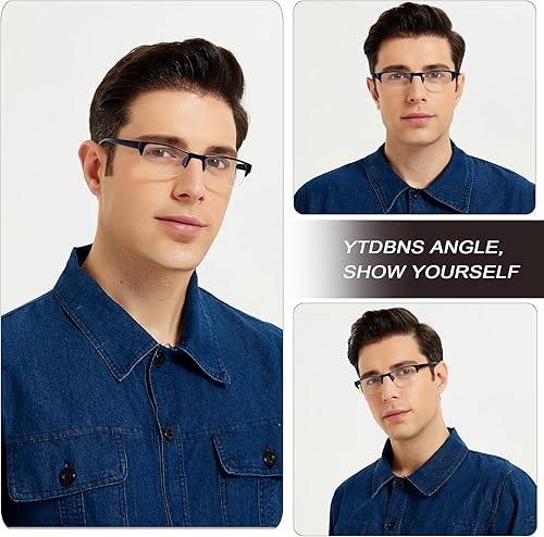 Miniatura 6 de YTDBNS Paquete de 2 lentes de lectura con bloqueo de luz azul para hombres y mujeres, lentes de lectura sin montura para computadora para hombres y