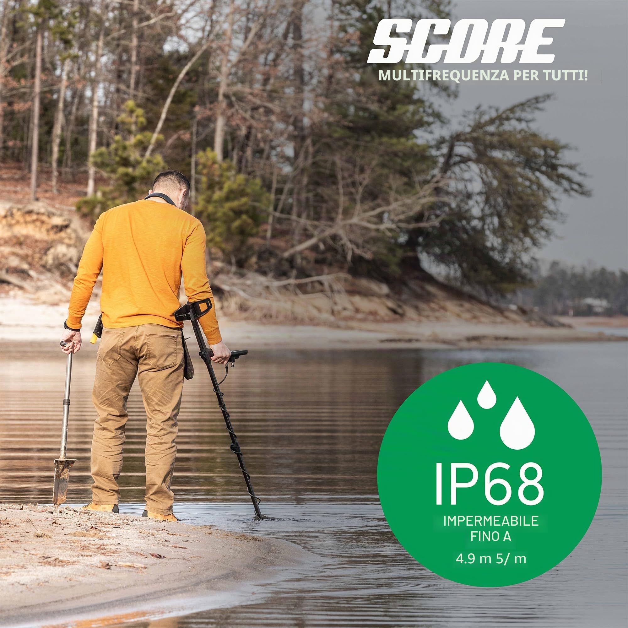 Nokta Triple Score PRO Pack Metal Detector per adulti, completamente impermeabile, ricaricabile, multifrequenza, facile da usare, con accessori e 4 modalità di ricerca