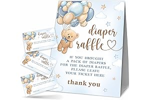Baby Shower Diaper Raffle Decorations: Adorable Bear & Balloons