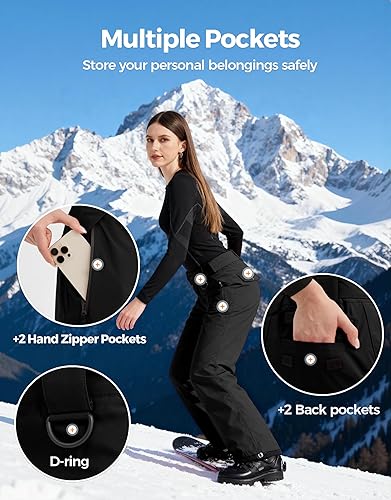 Miniatura 6 de Wantdo Pantalones de esquí impermeables con aislamiento de montaña para mujer, pantalones cargo para invierno y exteriores