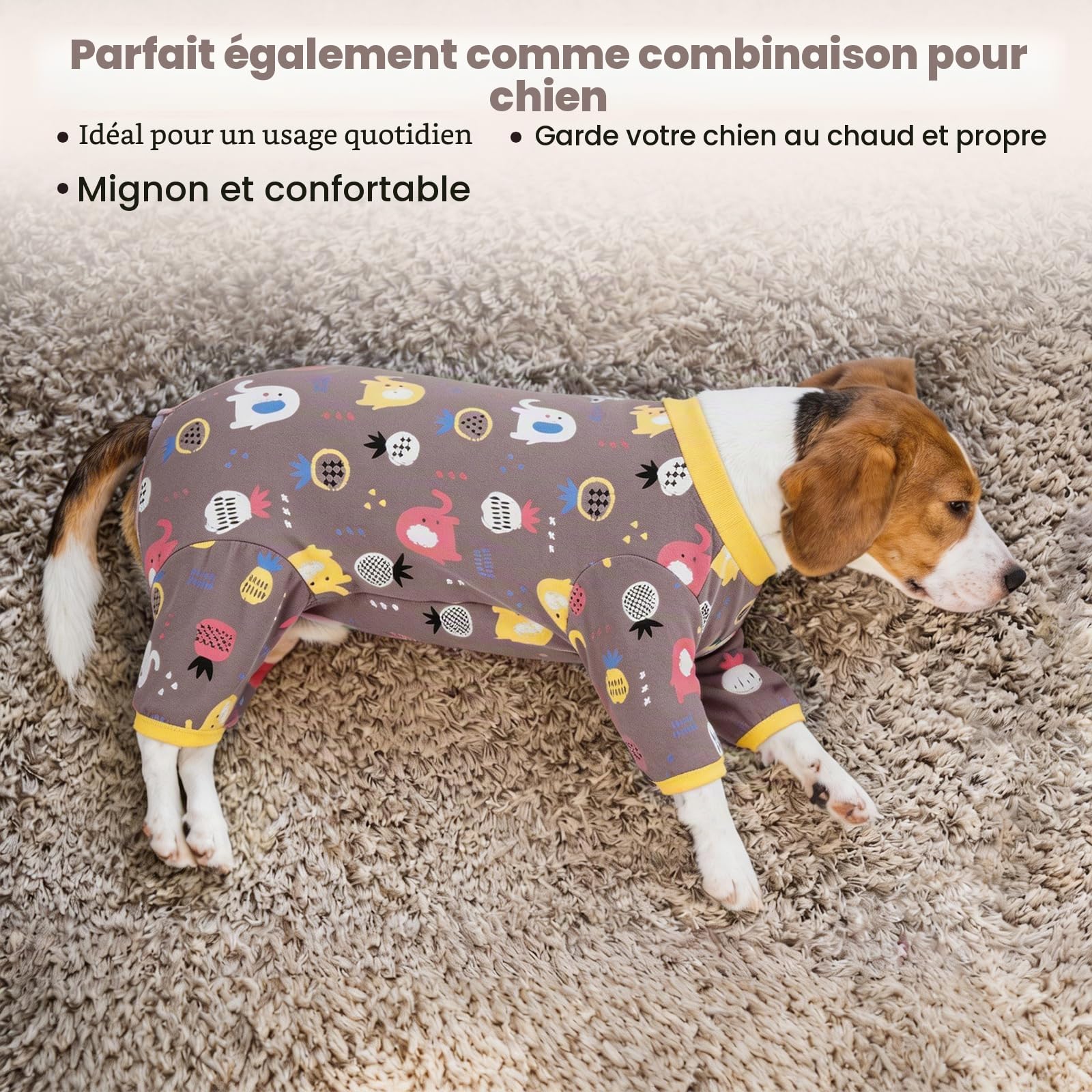 Combinaison de Récupération Chien Après Opération, Body Anti Léchage Chien en Coton, Vêtement Post-Opératoire Alternative à la Collerette, Marron Cacao XL