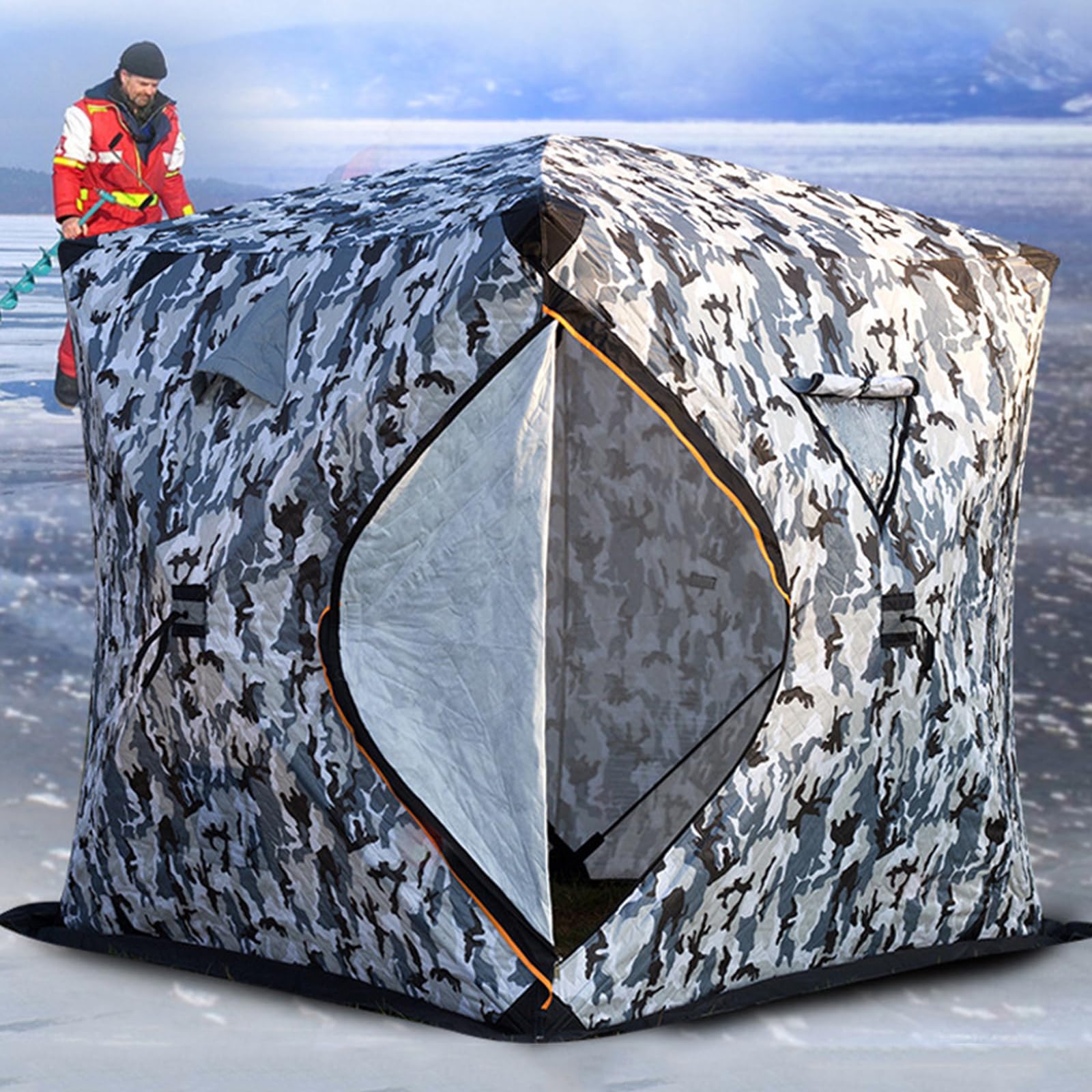 Abri de pêche sur glace d'hiver portable tente de pêche isolée 3-8p