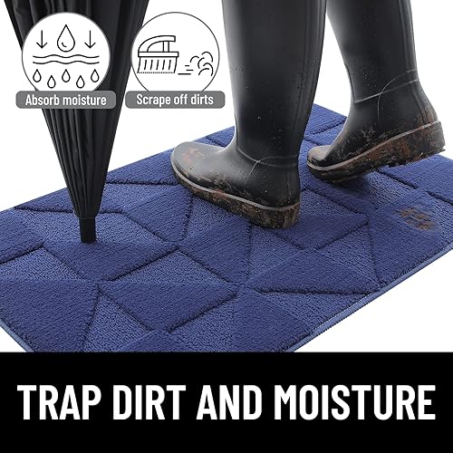 Miniatura 4 de OLANLY Tapetes para puerta para interiores, antideslizantes, absorbentes, resistentes a la suciedad, lavable, tapete de bajo perfil para entrada (32