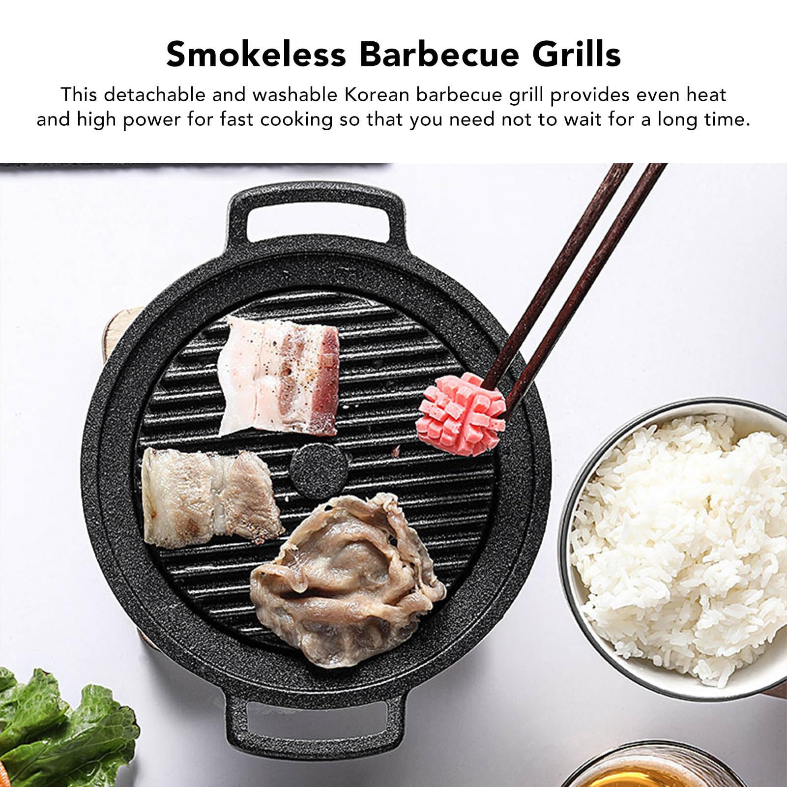 Topyond Barbecue coréen, portable, sans fumée, antiadhésif, pour camping, pique-nique et extérieur