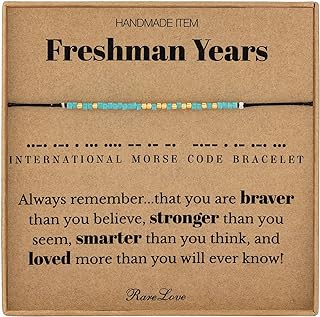 Freshman Year Gift,Freshman Years Morse Code Beaded Bracelet Friendship Bracelets,Gift for Daughter Granddaughter Niece,College Freshman Gifts for Her Waterproof Secret Message Bracelets