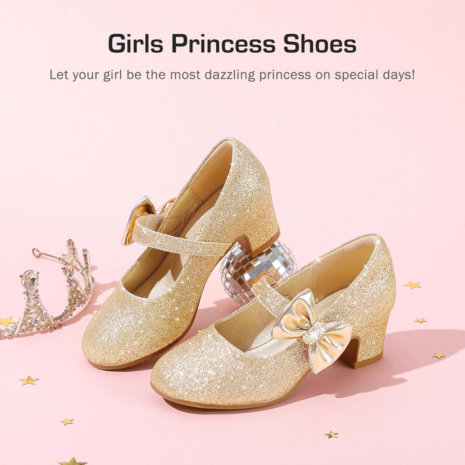 Girls Dress Shoes with Bow Mary Jane Princess Shoes Flower Girl High Heels for Toddler Little Big Kids Wedding Party Birthday - Image 4