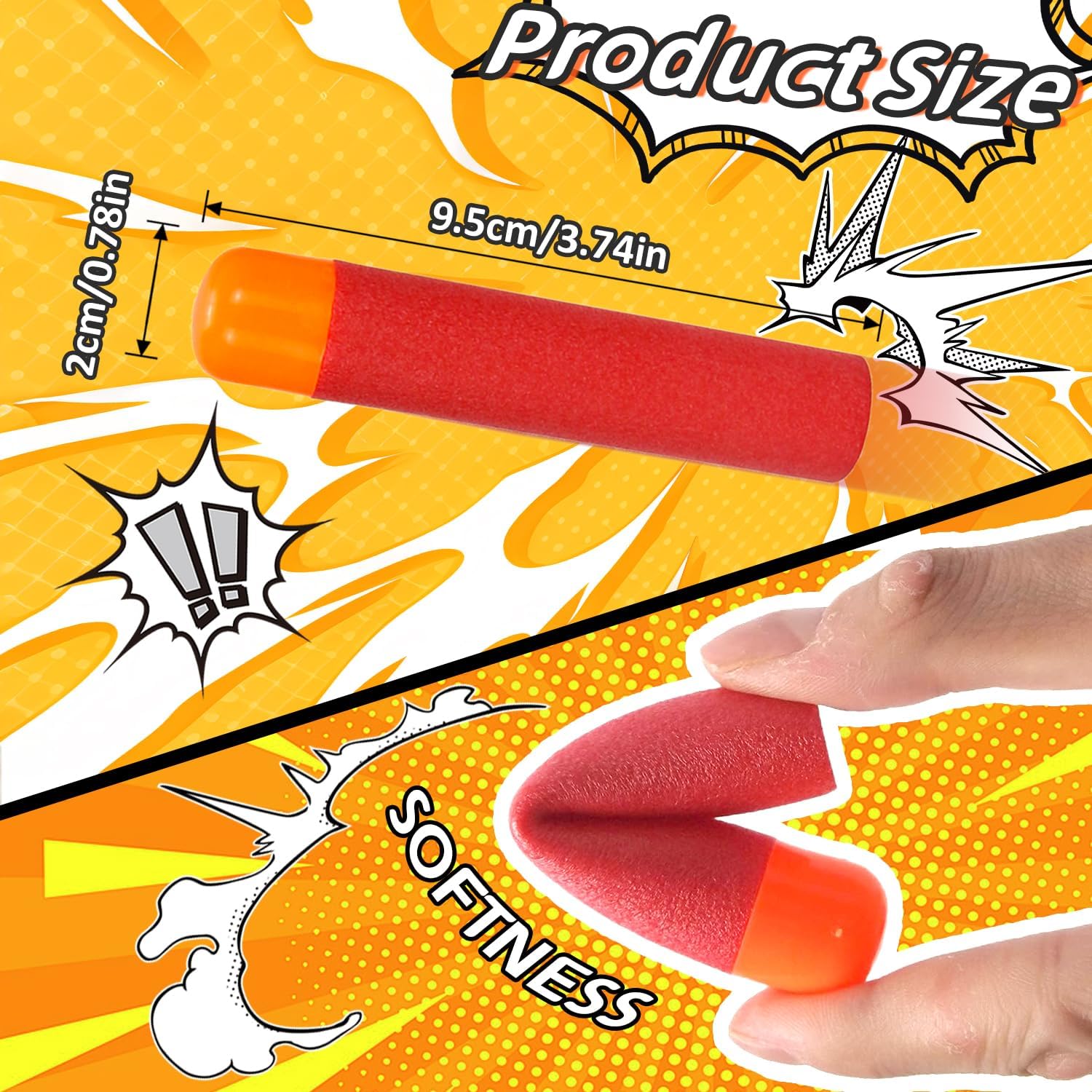 EKIND 9.5cm Foam Darts Compatible for Nerf Elite Mega Series 36-Dart Refill Pack (Red)