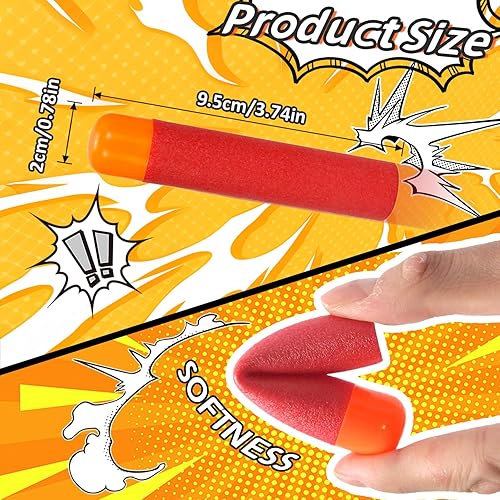 Miniatura 9 de EKIND Dardos de espuma de 3.7 in compatibles con Nerf Elite Mega Series 72-Dart Paquete de recarga (azul)