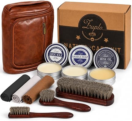 Leather Care Kit, 3.53 oz Saddle Soap, Mink Oil & Neutral Shoe Wax