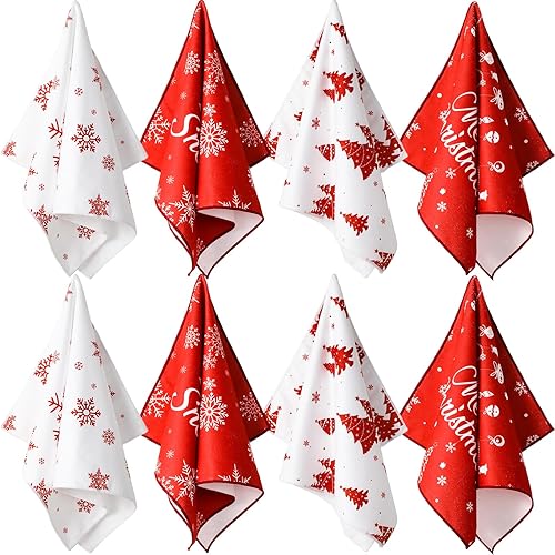Miniatura 8 de Boao 8 paños de cocina de Navidad decorativos con copos de nieve y campanas de árbol de Navidad, paños de cocina de 15 x 25 pulgadas, absorbentes de