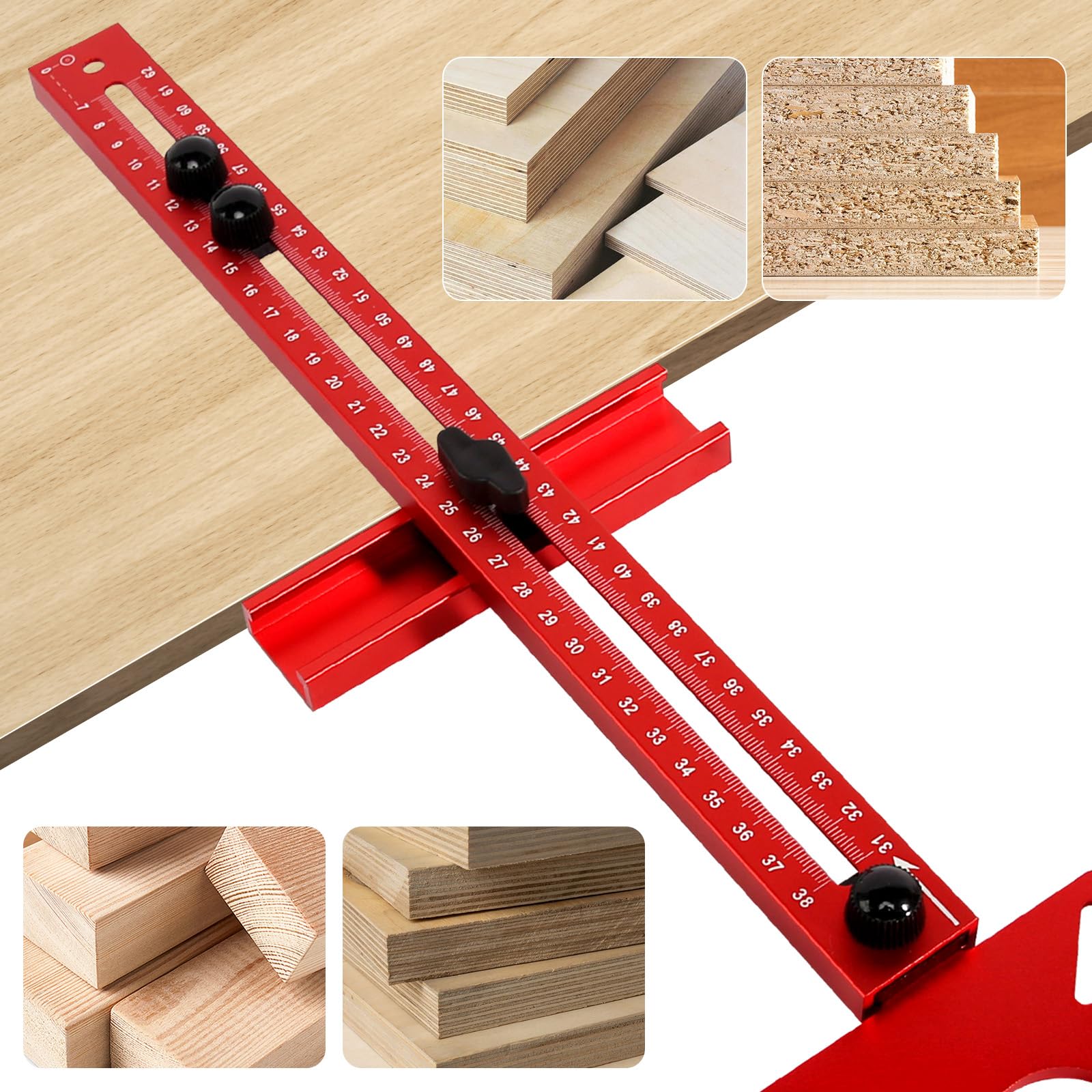 Plantilla de fresado de aluminio ajustable 4 en 1, guía de fresado, compás de fresado, radio de 90 mm hasta 370 mm, plantilla de fresado multifuncional para carpintería DIY