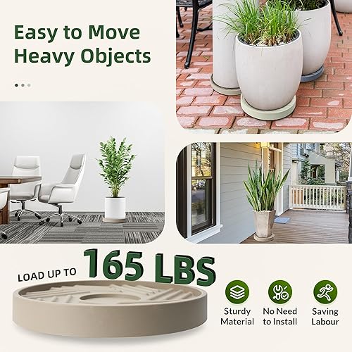Miniatura 2 de REDHUGO Carrito redondo de 12 pulgadas para plantas, soporte para plantas de interior y exterior con ruedas, capacidad de 165 libras para macetas u