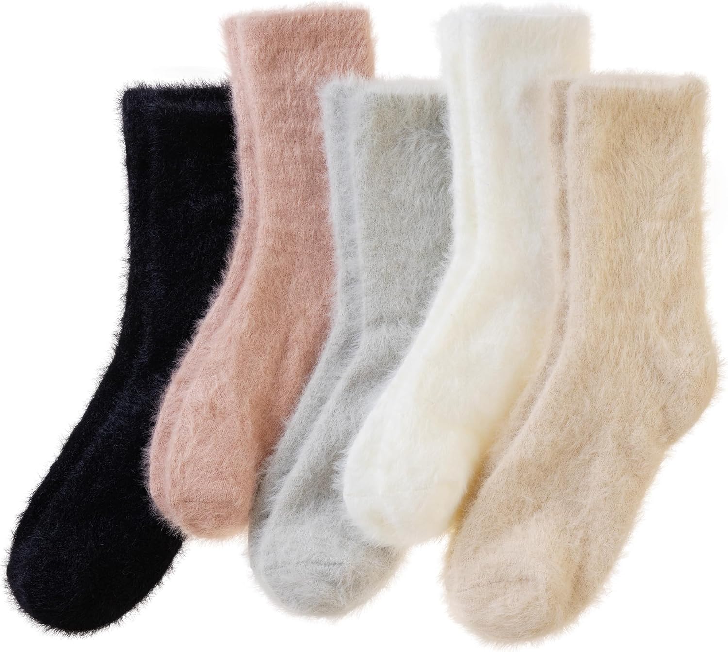 SeeyAN Fuzzy Socks For Women Fluffy Slipper Thick Cozy Ruffle Winter Home Sleeping Warm Thermal Comfy Socks 5 Pairs