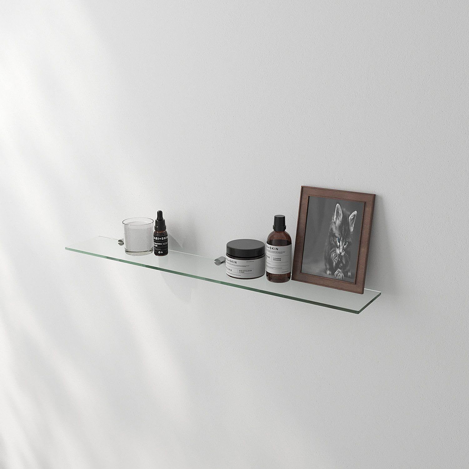 Étagère murale en verre de salle de bain - 70 cm - En verre transparent de sécurité ESG de 6 mm