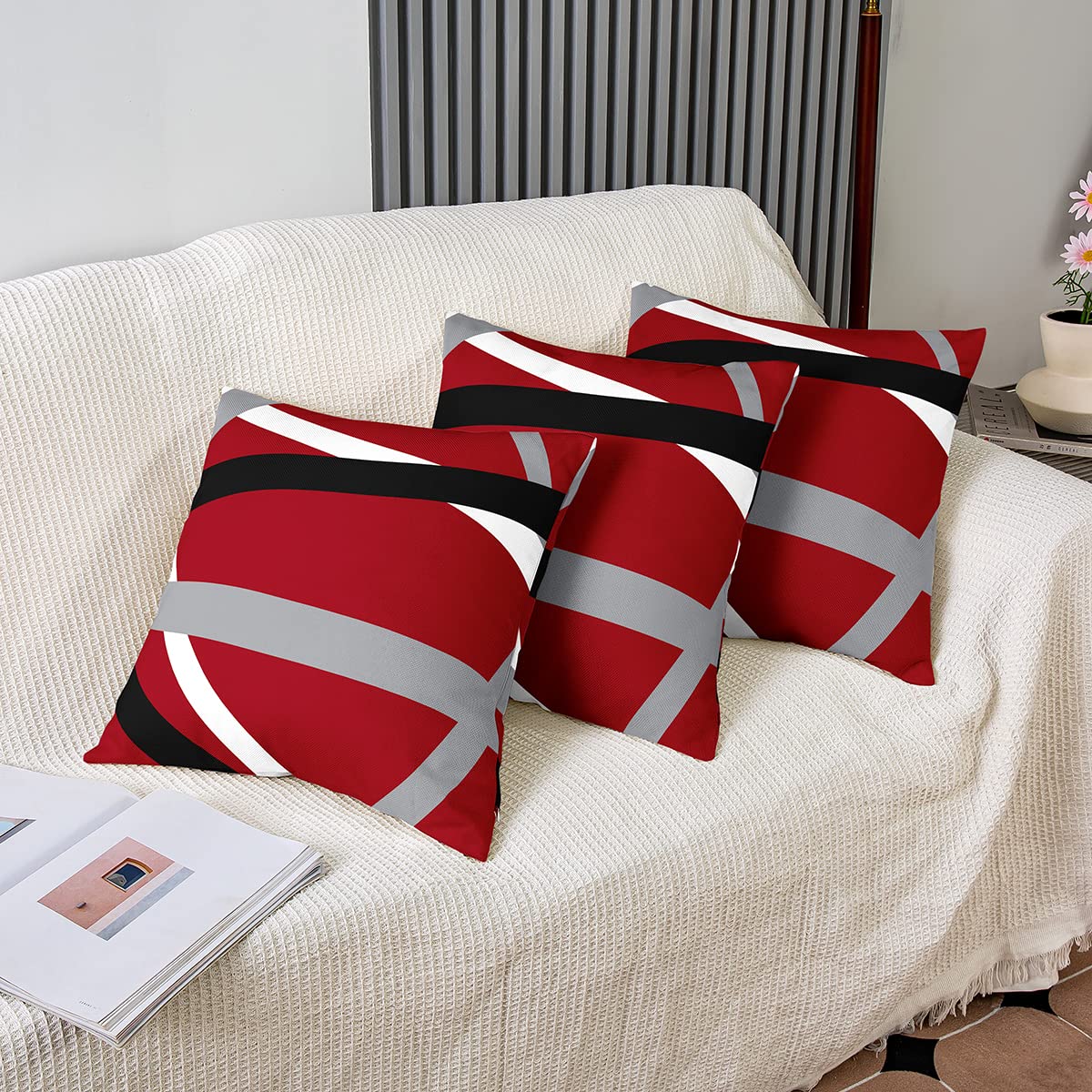 Home Federe Per Cuscino 55x55 Cm – Set Da 2, Motivo Astratto Moderno, Doppia Faccia - 3