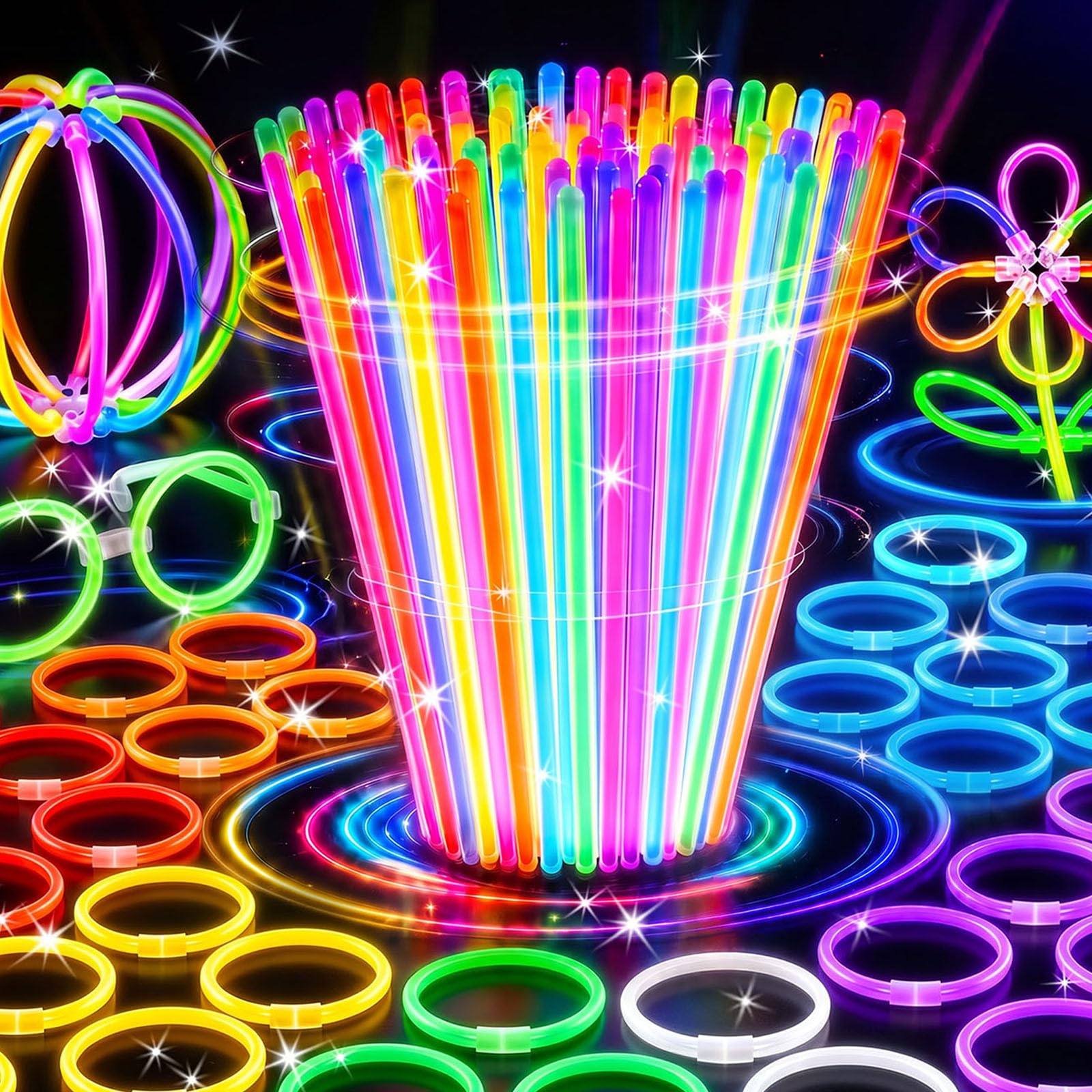 LovesTown 500PCS Glow Sticks with Bracelet Connectors for Parties