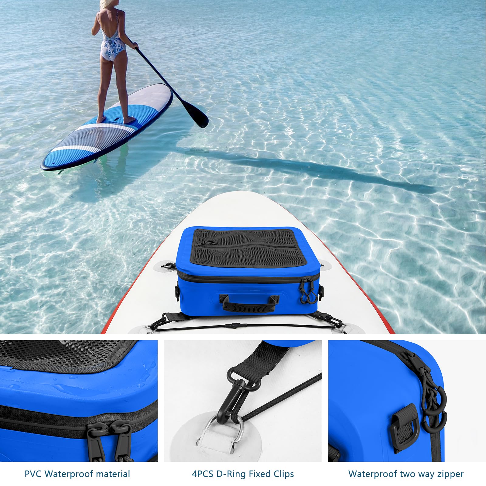 DCY BLUE Sac De Planche à Pagaie étanche Avec Poignée Latérale, Bandoulière, Poche Supérieure En Maille, Accessoires De Terrasse, Excellent Cadeau