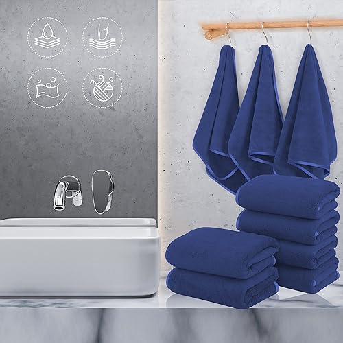Vista 140 de TENSTARS - Toallas de mano para baño con dobladillo de seda, secado rápido, toalla absorbente de microfibra ultrasuave para baño, fitness, gimnasio