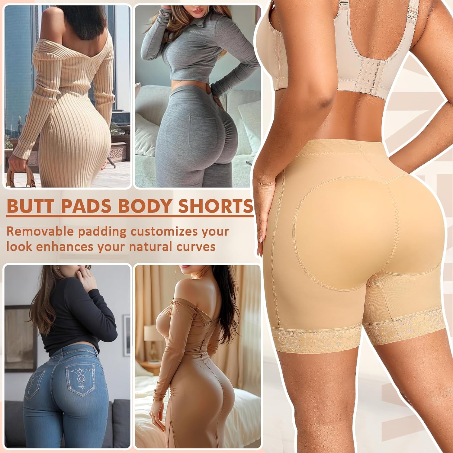 Werena Butt Lifting Shapewear Padded Underwear for Women Tummy Control Shorts Booty Pads Panties Lace Panty Girdle - Image 6