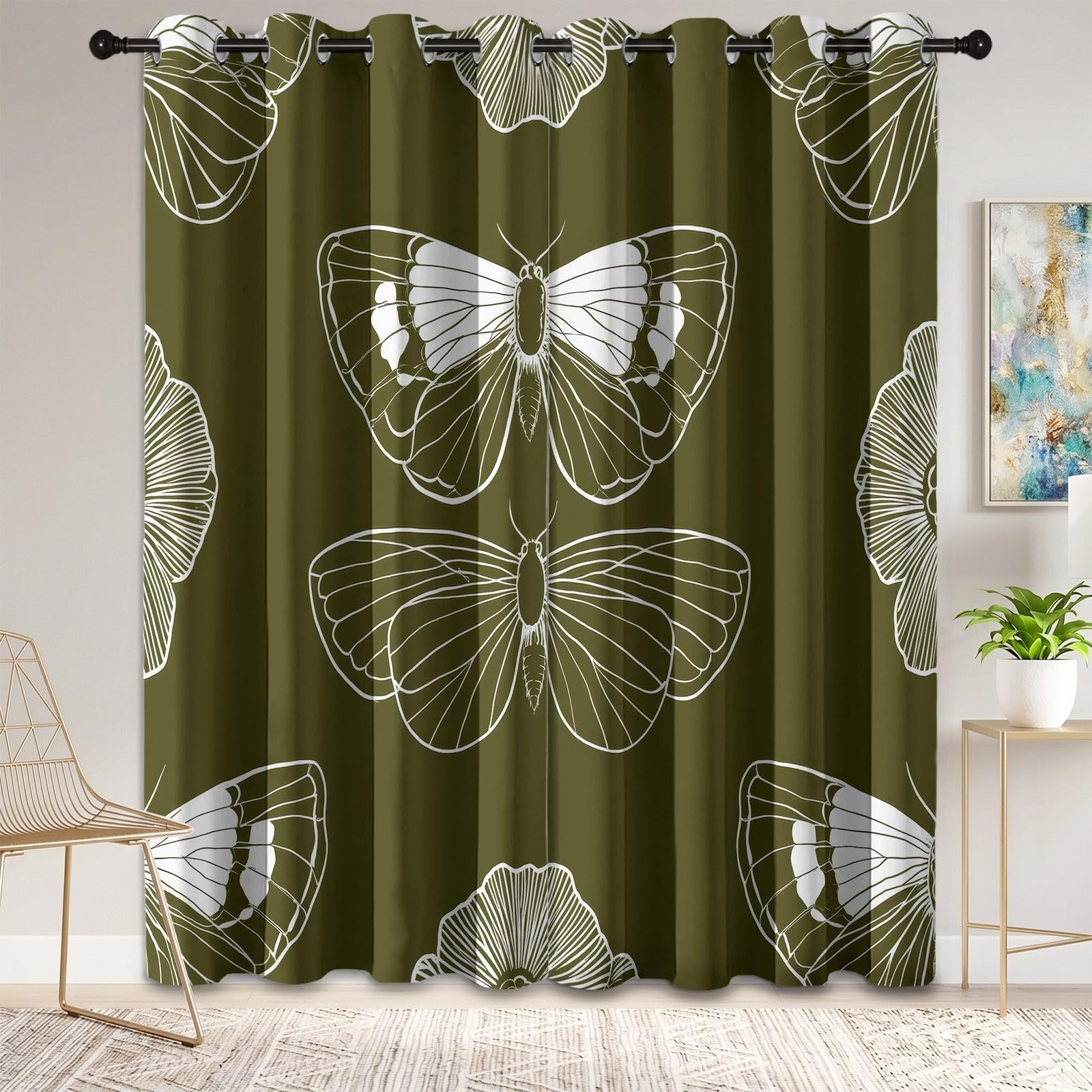 Rideaux occultants verts 75x166 cm en lot de 2 pour une isolation thermique efficace