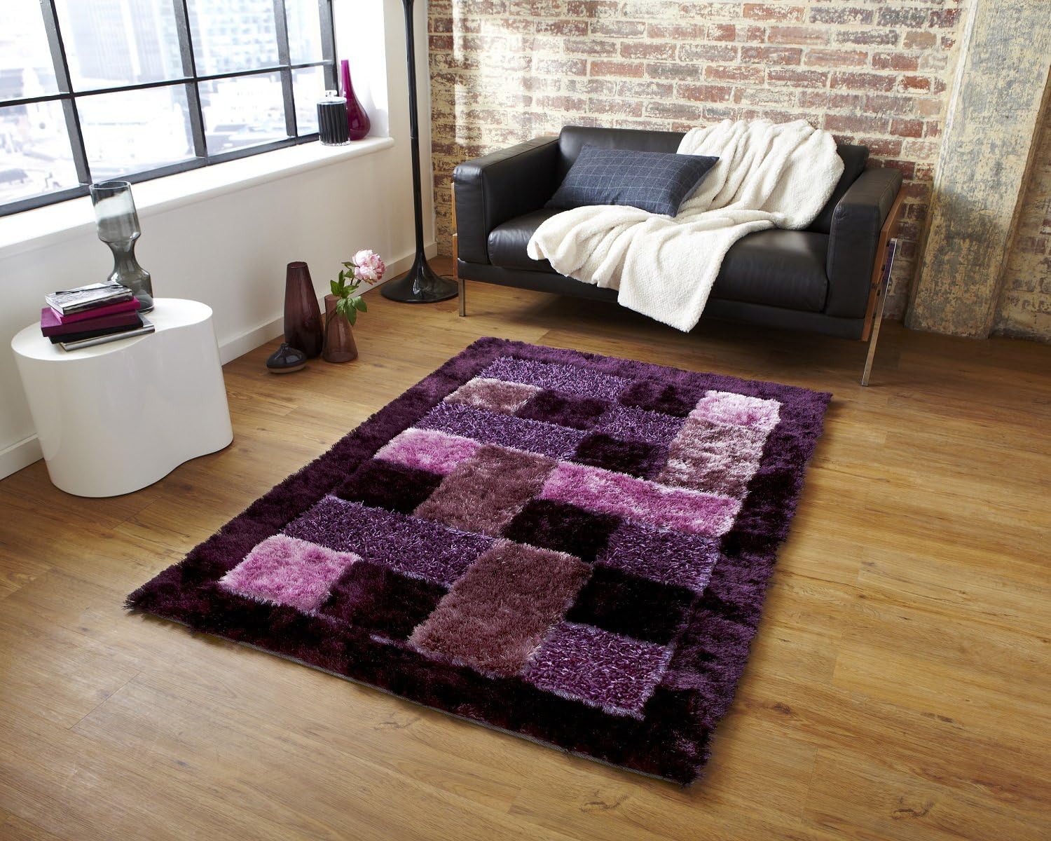 Global Home Solid French Shaggy Rug (Pink Purple, Polyester And Polyester Blend, 4 X 6 Feet)