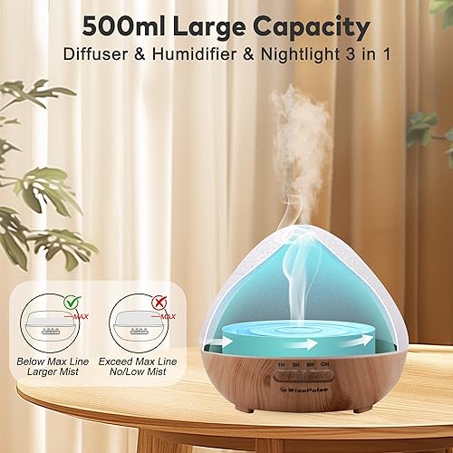 Miniatura 8 de Difusor de aceite esencial de 16.9 fl oz, difusores ultrasónicos para aceites esenciales con control remoto para dormitorio, difusor de aroma