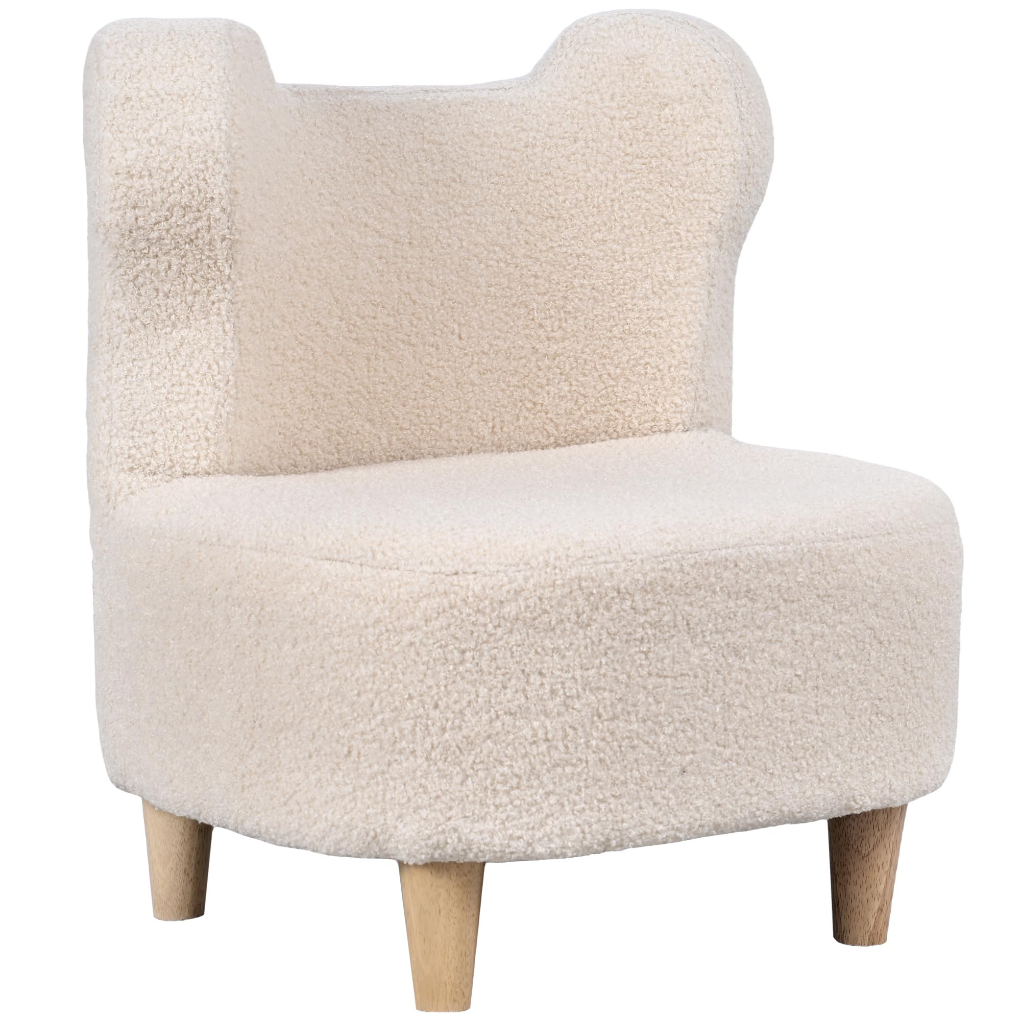 AIYAPLAY Kindersessel – Teddyfleece-Bärenform mit Holzbeinen (Beige)