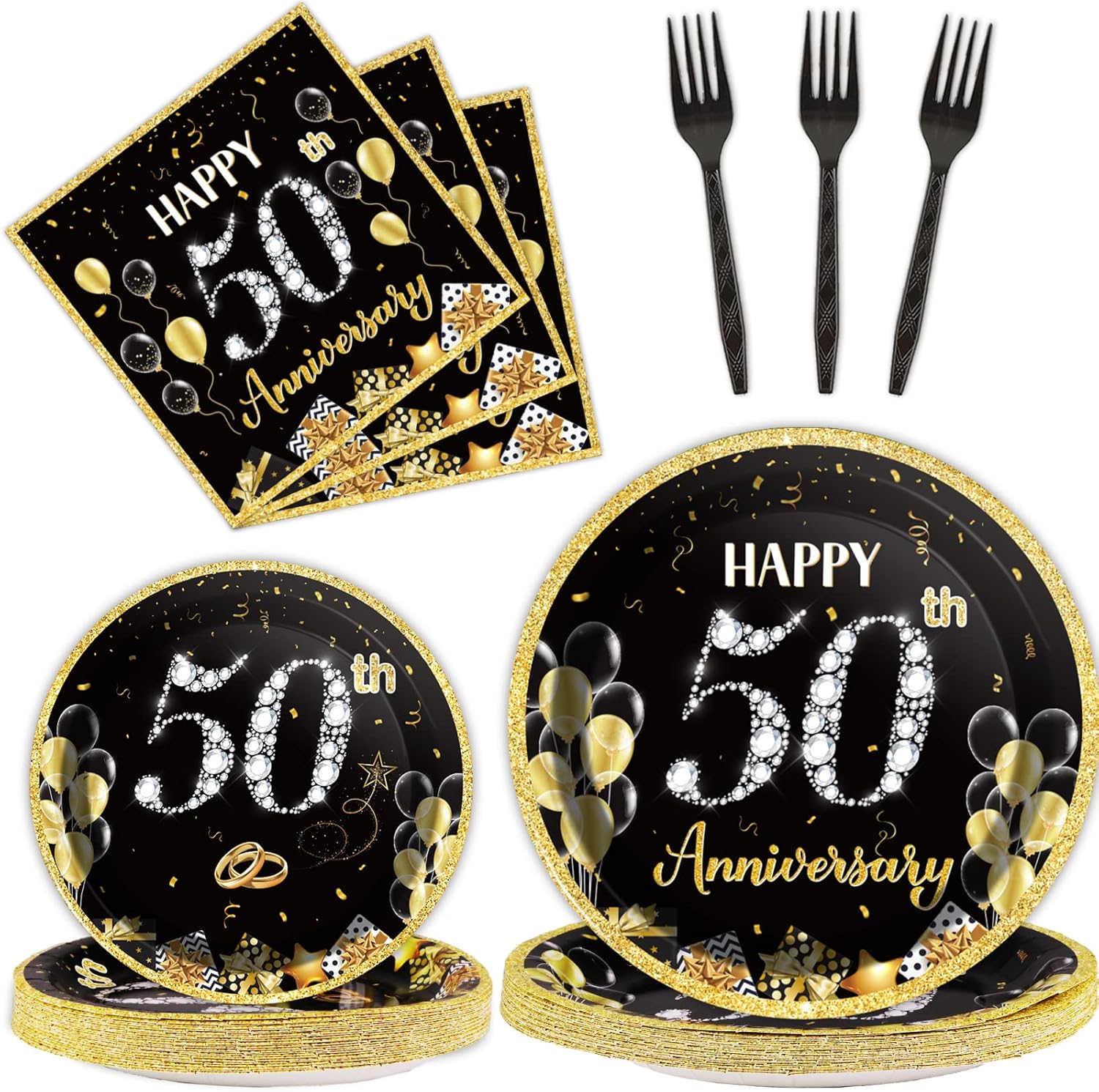 chiazllta 96 Pcs 50th Wedding Anniversary Party Paper Plate
