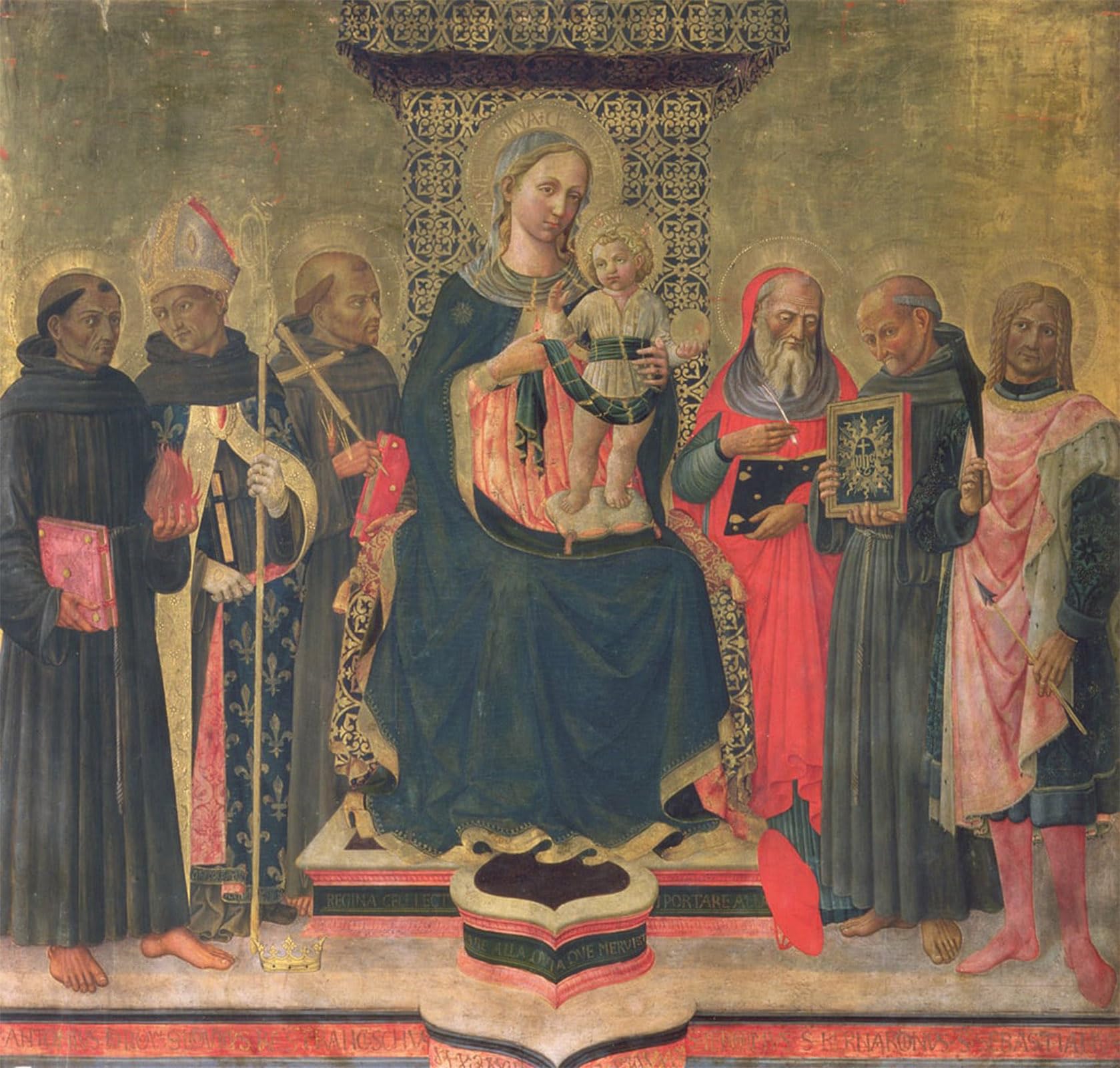 POSTERIIk Vintage Classic Picture Landscape Artwork Lady and Child with Saints by Domenico Di o Portrait Canvas Painting for Office Home Decor 60x90cm